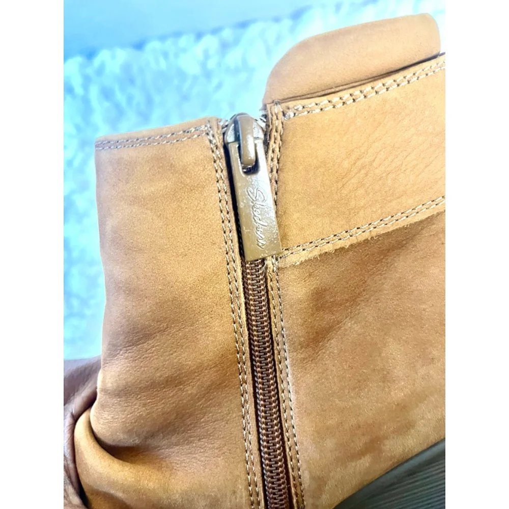 Skechers Suede Parallel Wedge Ankle Boots in Taupe Women Size 10M